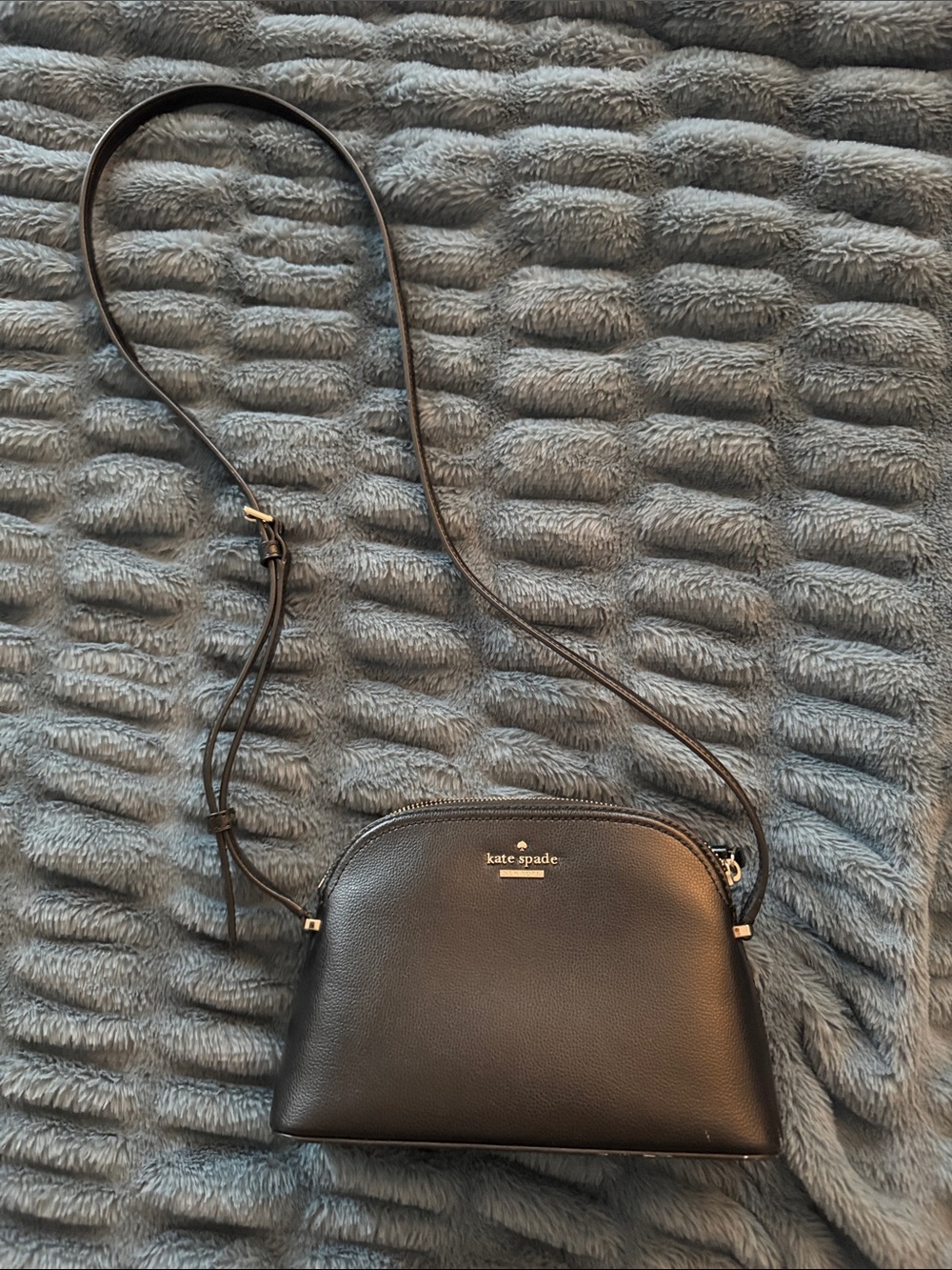 kate spade Black Pebbled Leather Dome Crossbody with Gold Hardware